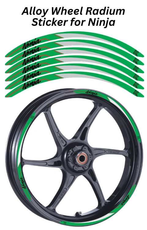 Alloy Wheel Radium Sticker Compatible with Ninja | Made in Premium Radium with FPF (Fade Protection Film), Waterproof, Precut Sticker, Pack Of 12